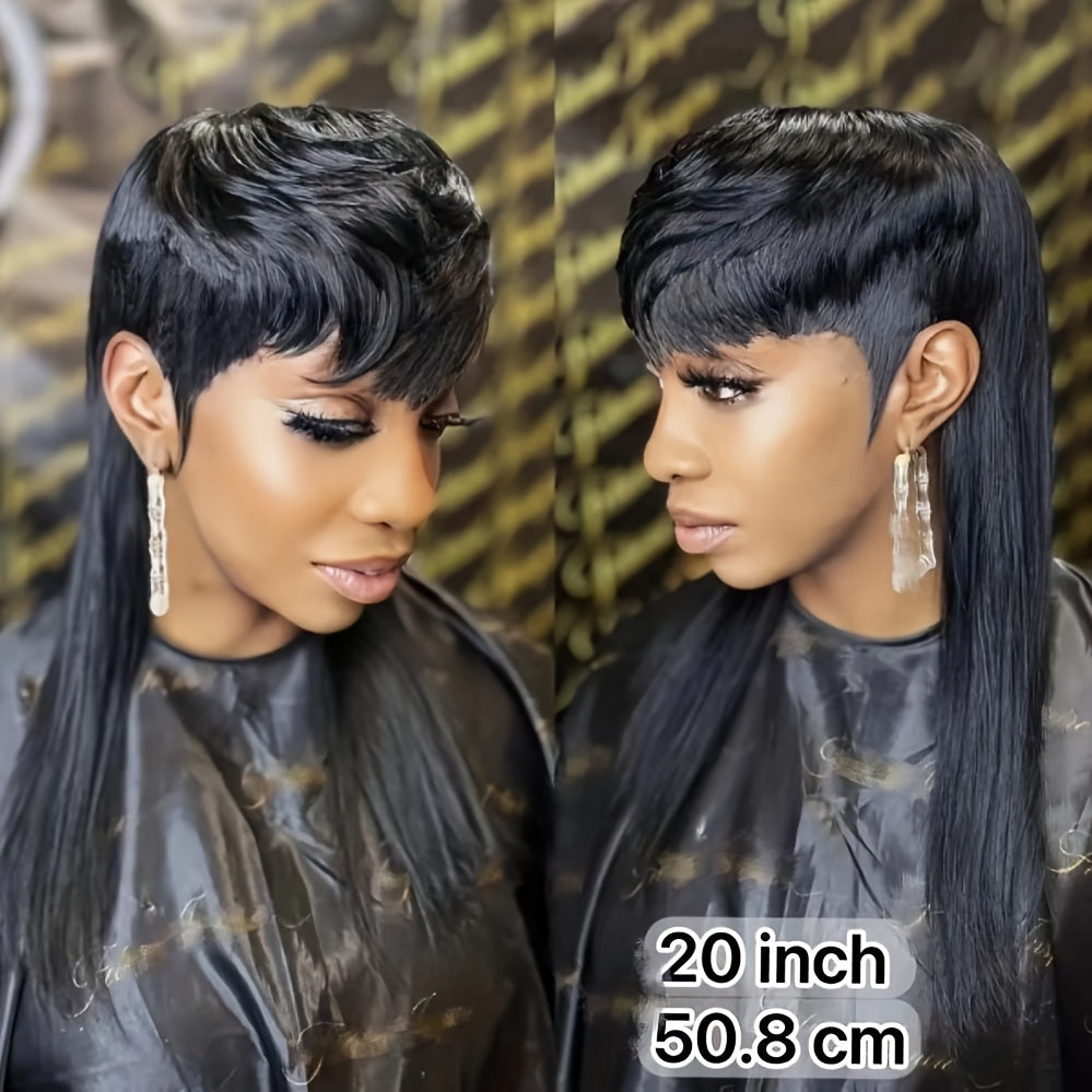 Mullet Wig Pixie Cut Synthetic Wigs With Bangs For Women Long Wig