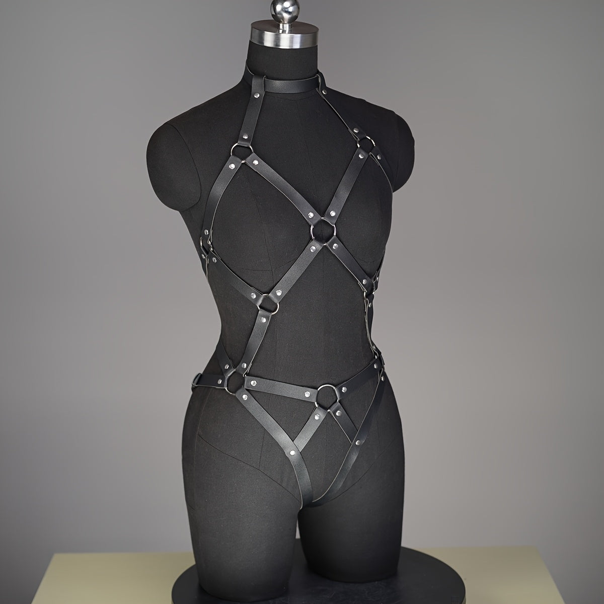 Women'S Adjustable Faux Leather Body Chain, Punk Style Fashion Accessory, for Festive Parties and Roleplay Costume, Versatile for All Seasons