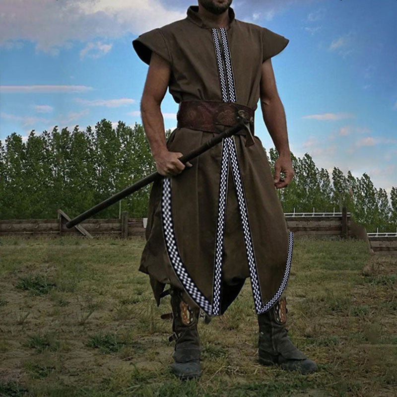 Men's Medieval Knight Tunic Costume - Viking/Renaissance LARP Roleplay Shirt with Chainmail-Free Sleeve Edges | Historical Battle Dress & Pirate Warrior Outfit, Knights Costume For Men, Medieval Halloween Costume For Men, Med