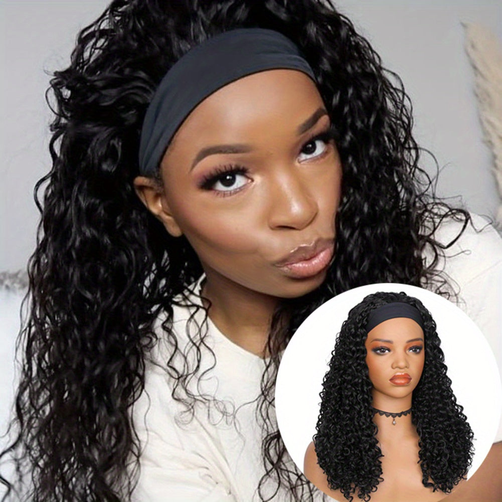 Ombre Blonde Curly Headband Wigs for Women Honey Blond Soft Hair Afro Curl Coily Synthetic Wig Headband Wigs for Mothers Day Gifts (Ombre Blonde)