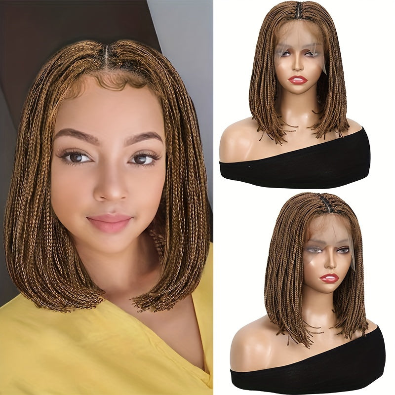 12 Inch Short Kinky Twist Braided Wigs For Women Heat Resistant Crochet Box Braided Wigs African Synthetic Braiding Hair Wigs