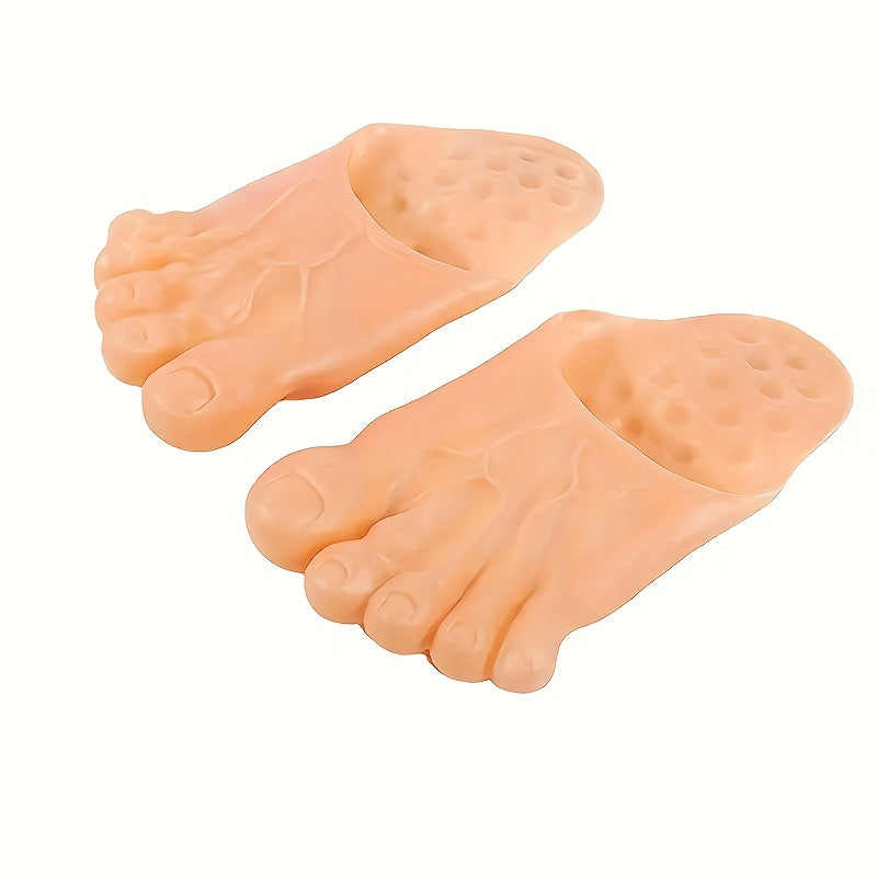 1 Pair Novelty Giant Foot Rubber Slippers, Cartoon Gag Humorous Simulation Barefoot Shoes, Roleplay Costume Props for Halloween, Christmas, Themed Parties, Hand Washable, Sports Theme, All-Season Use Without Electricity
