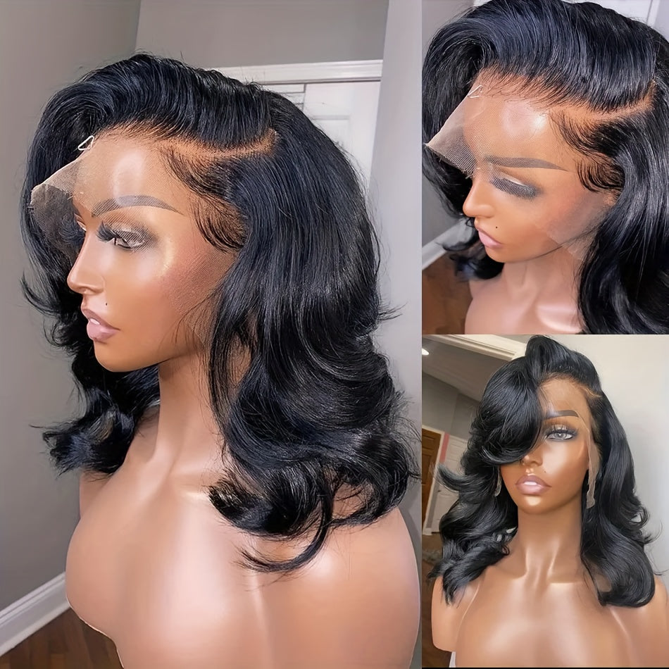 Short Bob Wig 13x4 HD Lace Frontal Wig Human Hair Brazilian Remy Transparent Lace Front Wig For Women Loose Body Wave Pre Plucked Closure Wigs 180% Density 10 12 14 16 Inch