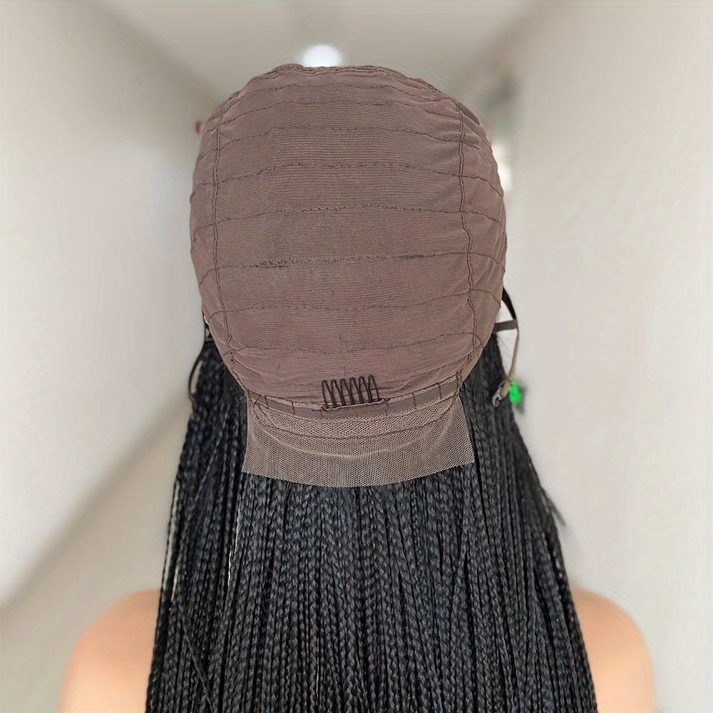 Braided Wigs Synthetic Box Braid Wig For Women Wavy End Long Ombre Grey Brown Blonde Color 26 Inch 3X Twist Braiding Hair Wig Machine Wig