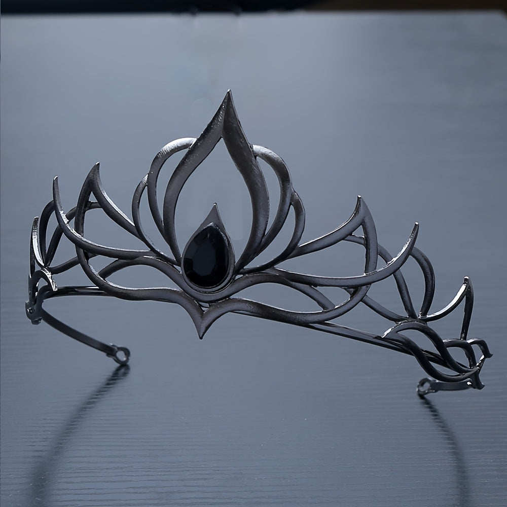 Ladies' Halloween Costume Soul Crown, Black and Silvery Dark Night Queen Transformation Essential Headpiece, Gothic Cosplay Core Gear, Party Ball Photography Nightclub Instant Coronation Crown Headpiece, Halloween Accessory,